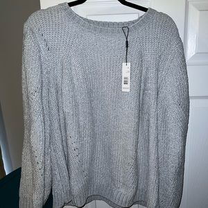 NWT T Tahari Gray Ashley Chenille Sweater Size 2X